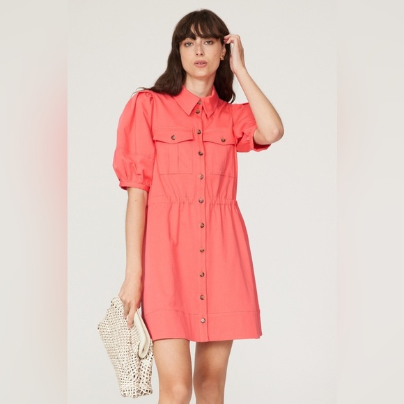 ba&sh - Lincoln Dress - Coral Button-Up mini dress - Picture 1 of 12